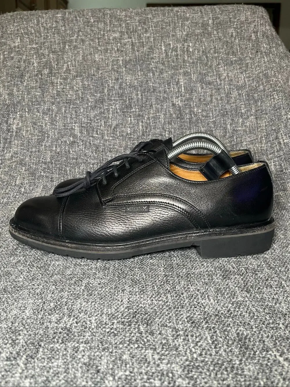 Mephisto Mens Black Leather Cap Toe Oxfords Derby Shoes Size US 9 EUR 8.5